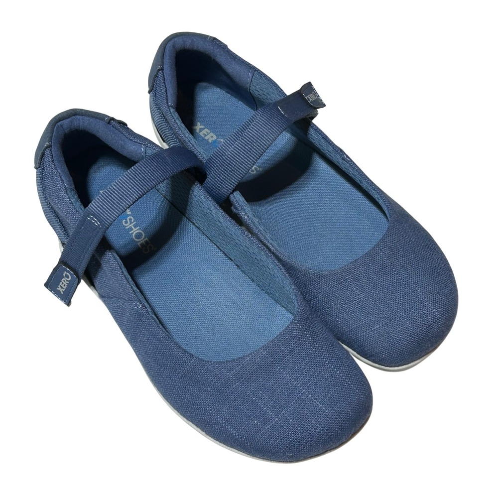 Xero Shoes Cassie Mary Jane Flats Denim Blue Hemp Minimalist Barefoot Womens 6